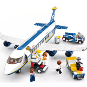 AVIÃO DE MONTAR COM 463 PEÇAS + ÔNIBUS 235 PEÇAS + BONEQUINHOS - MARCA SLUBAN