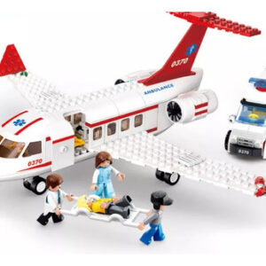 AVIÃO AMBULÂNCIA COM AMBULÂMCIA E BONEQUINHOS 335 PEÇAS PARA MONTAR