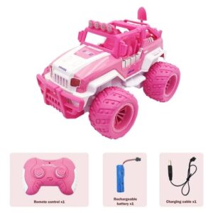 CARRINHO DE CONTROLE REMOTO JEEP COR DE ROSA COM 29 CENTÍMENTROS - RECARREGÁVEL