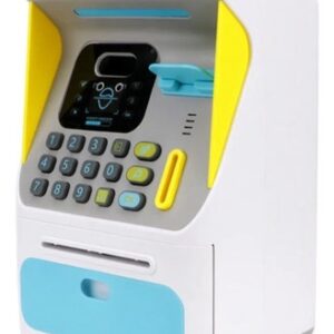 CAIXA ELETRÔNICO DE BRINQUEDO TIPO COFRINHO ELETRONICO COM CARTÃO E RECONHENCIMENTO FACIAL