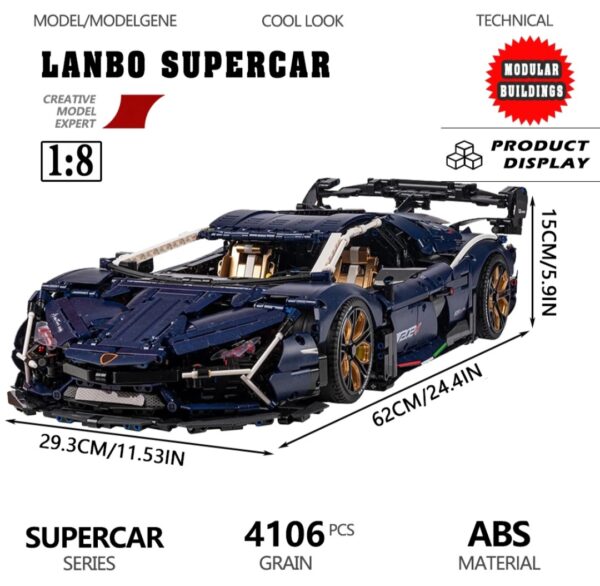 LAMBORGHINI AVENTADOR COM 4260 PEÇAS PARA MONTAR + KIT DE MOTORIZAÇÃO E CONTROLE REMOTO